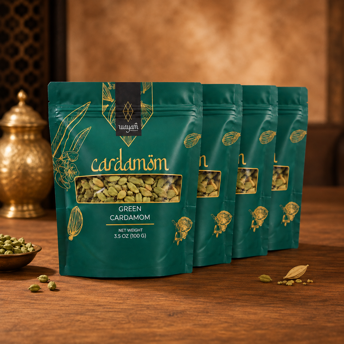 100 g bags — Bold Premium Guatemalan Whole Green Cardamom